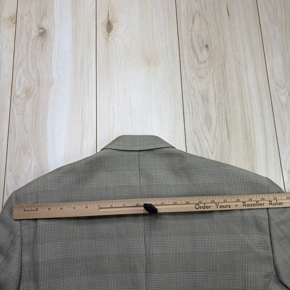 MANI Wool Linen Glen Plaid Striped Double Breasted Blazer Mens 44L Made In Italy - Picture 12 of 12
